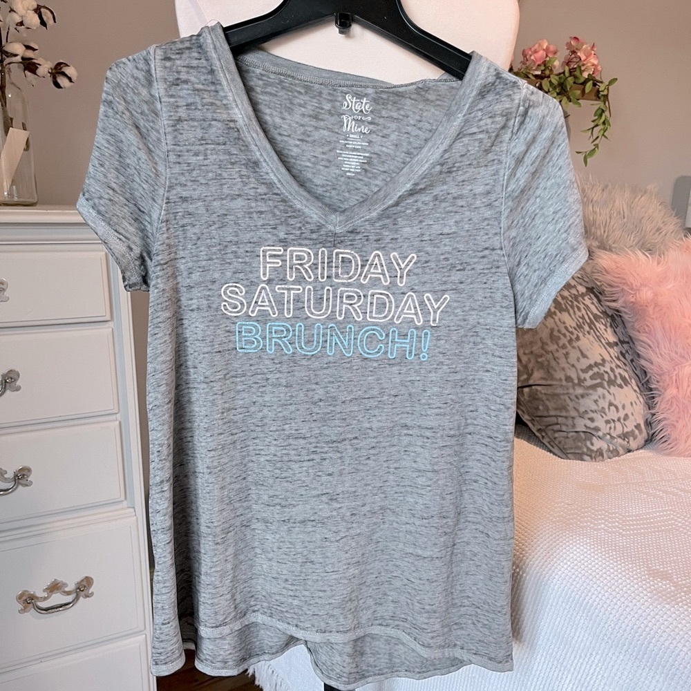 Weekend Tee VNeck Gray State of Mine Lightweight Cotton Tshirt Womens Small